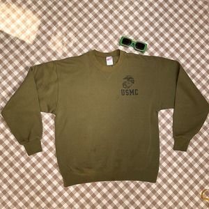 Vintage 1990s USMC Soffe Olive Green Crewneck Sweatshirt